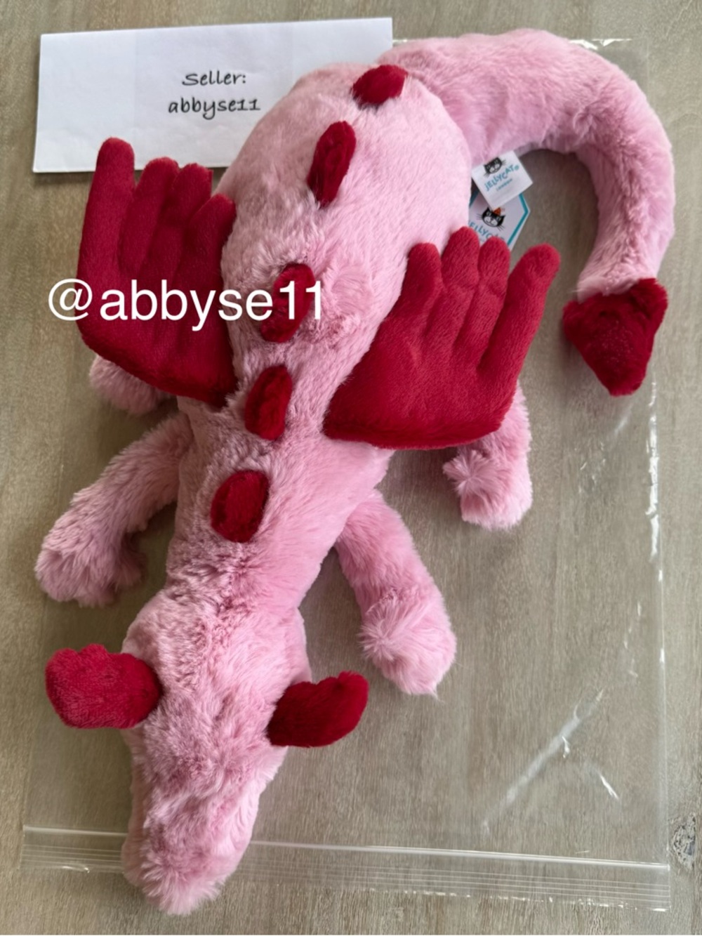 Jellycat Heart Dragon - Authentic - Brand New With Tags - Fast Ship - Picture 4 of 6